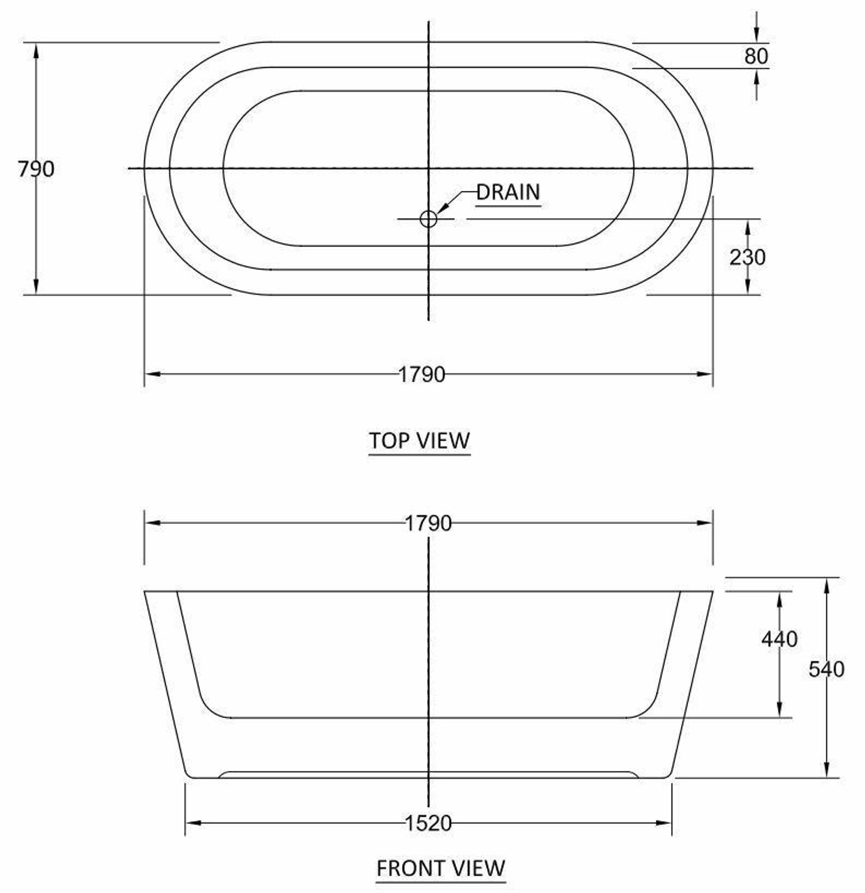 Decina Cool 1800MM Free Standing Bath CO1800W