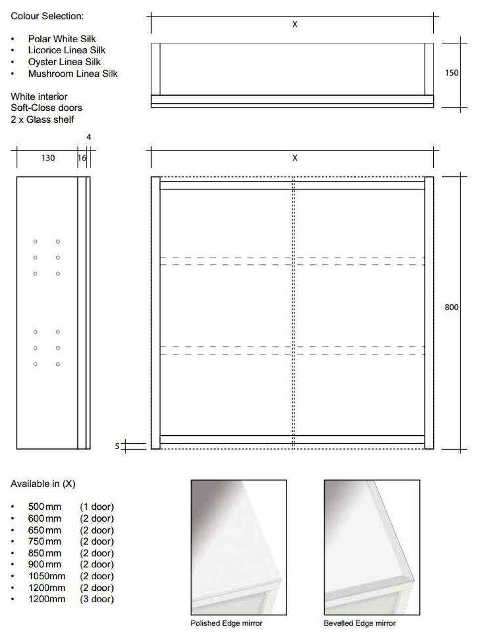 ADP Shaving Cabinet 900X800MM Silk Gloss SSC9080