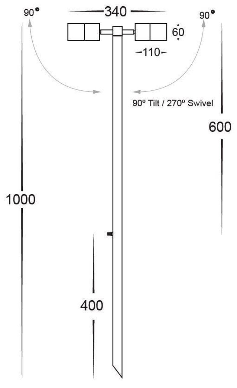 Havit Lighting Havit Single Adjustable Spike 1000mm Waterproof Outdoor Spotlight HV1405T-SS316