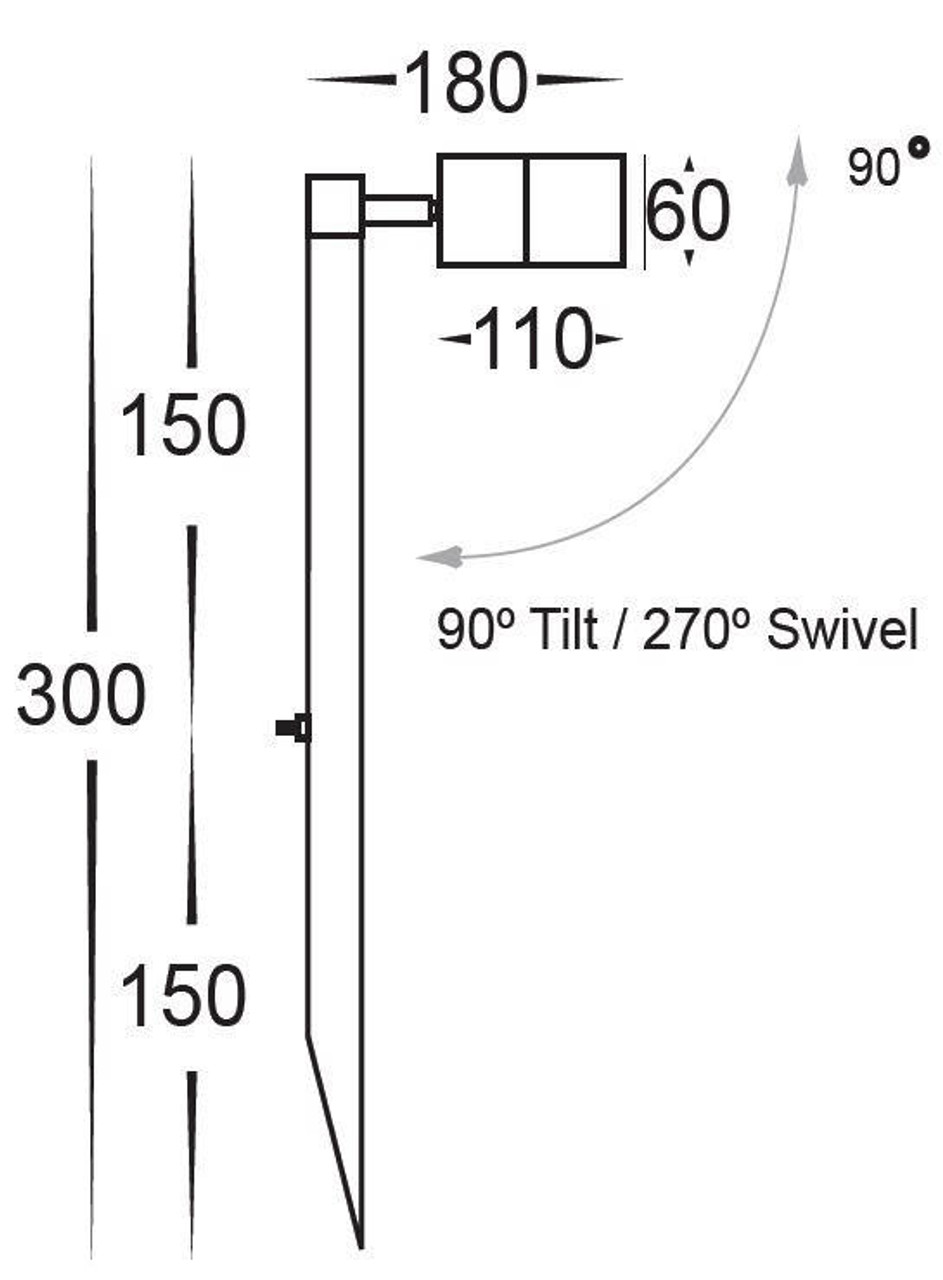 Havit Lighting Havit Single Adjustable Spike 300mm Waterproof Outdoor Spotlight Solid Copper HV1413W