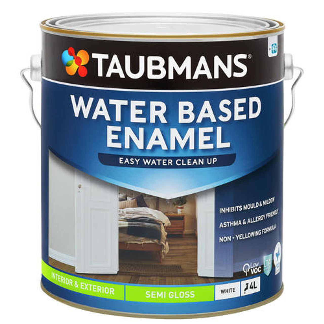 Taubmans Water Based Enamel Trim 2L Satin White Enamel Paint - Hardware &  General