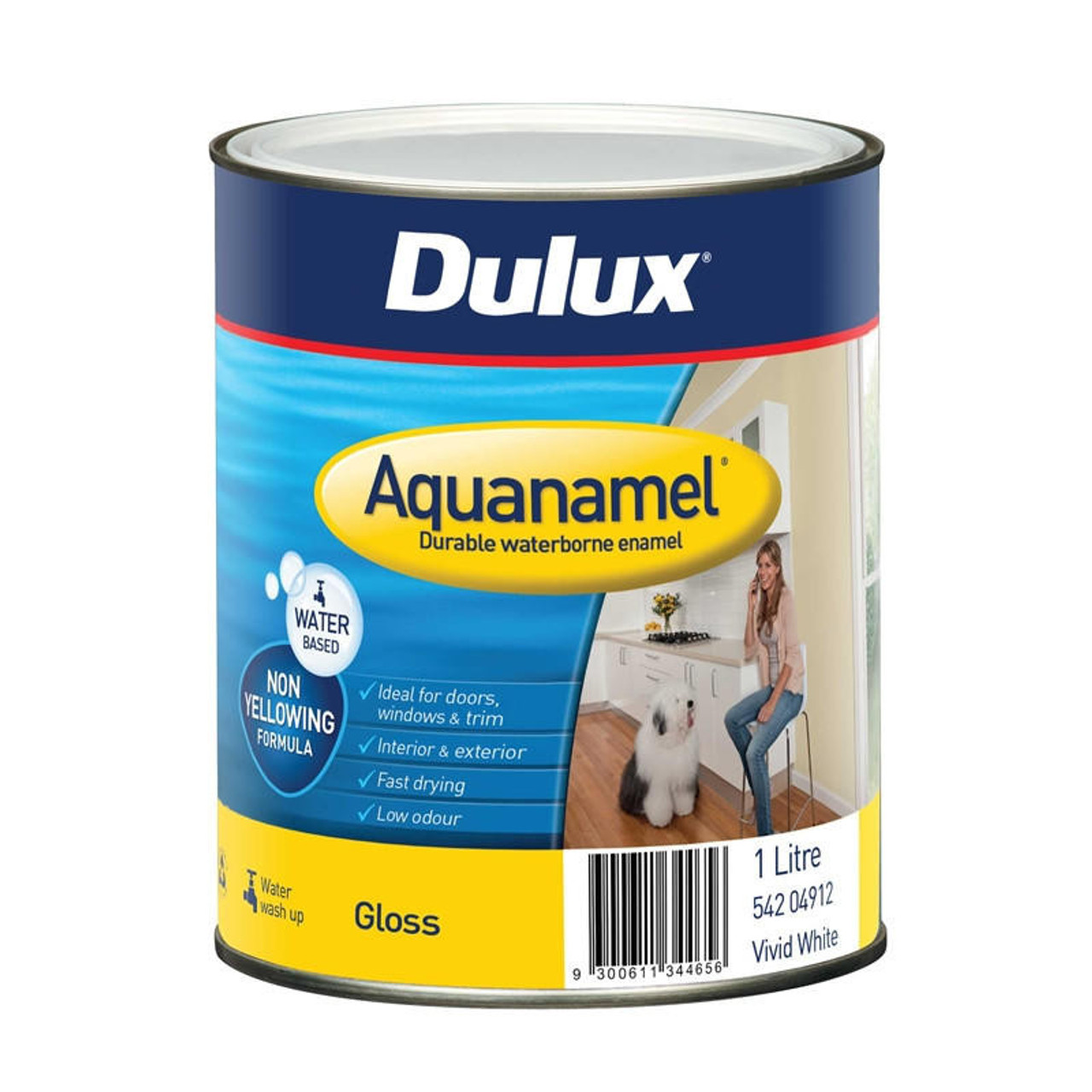 Dulux Aquanamel 1L High Gloss White Enamel Paint