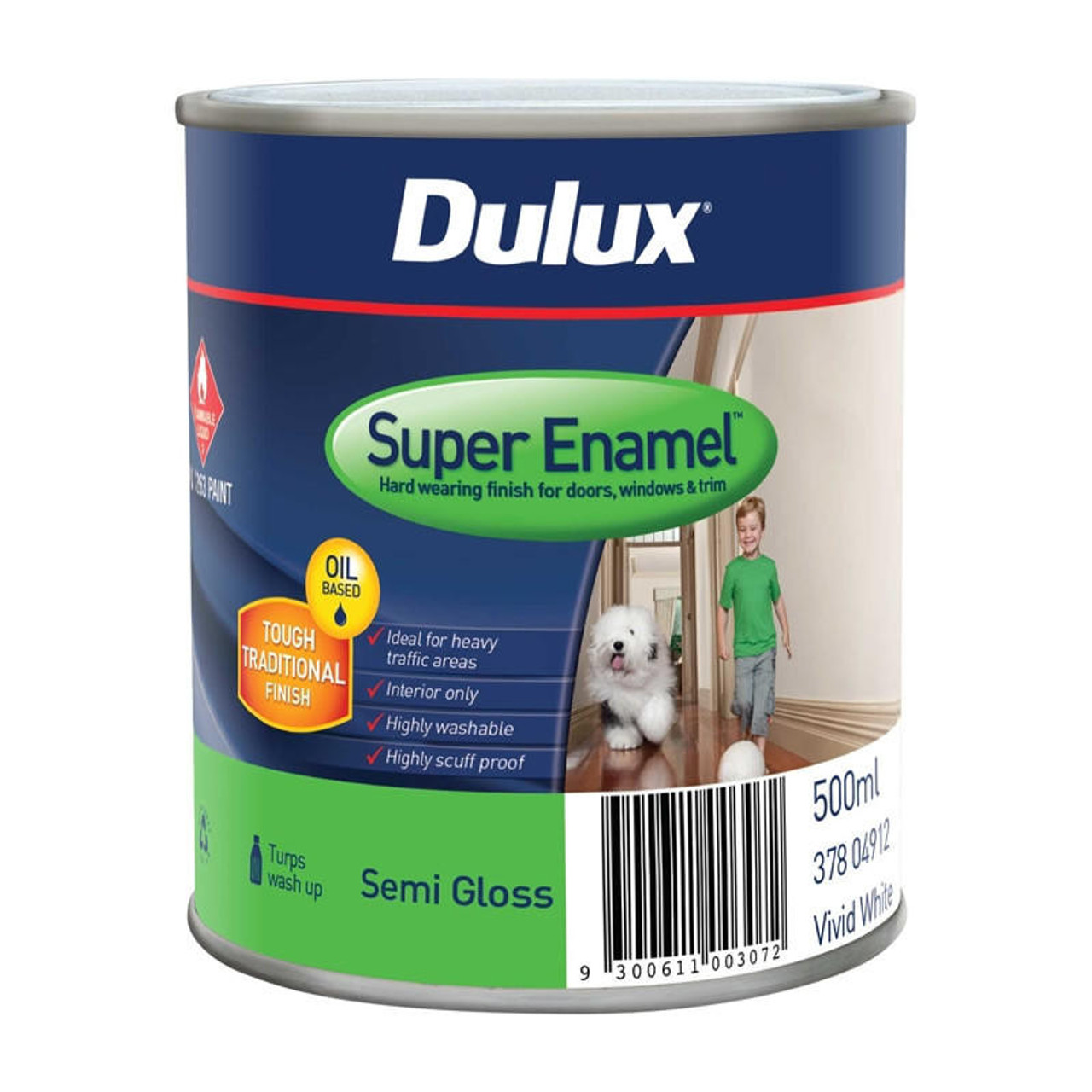 Dulux Super Enamel 500ml Semi Gloss vivid White Enamel Paint