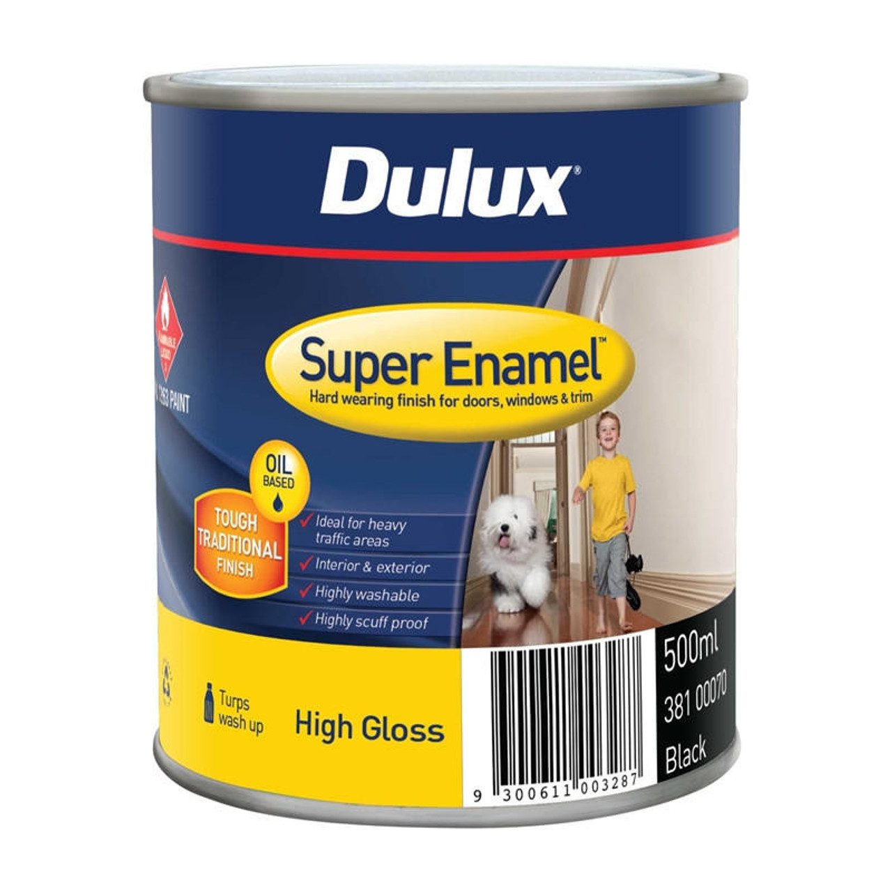 Dulux Super Enamel 500ml High Gloss Black Enamel Paint