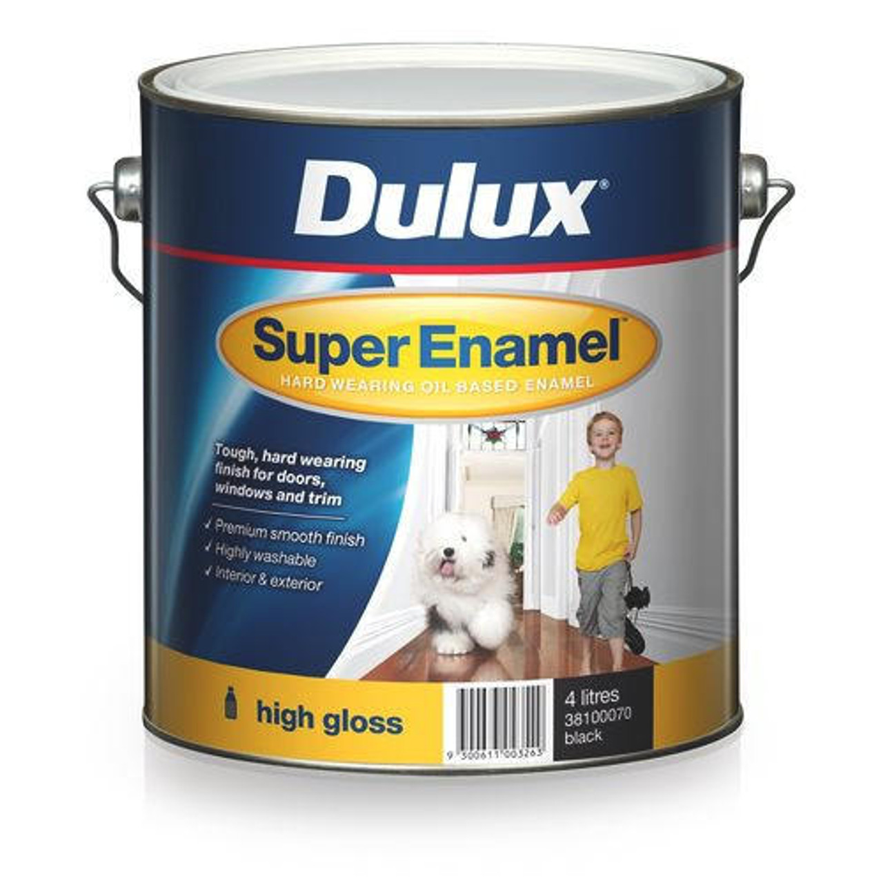 Dulux Super Enamel 4L High Gloss Black Enamel Paint