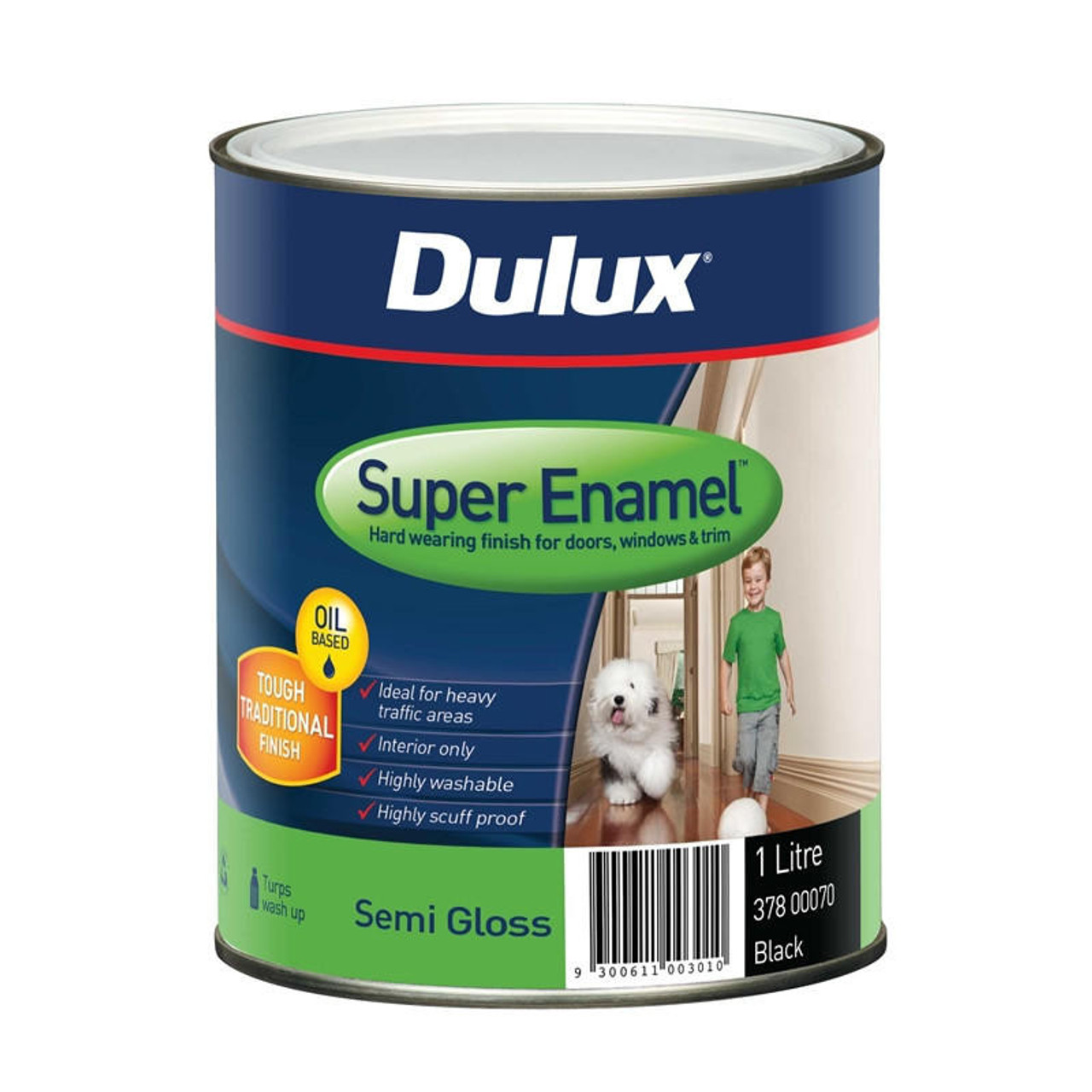 Dulux Super Enamel 1L Semi Gloss Black Enamel Paint