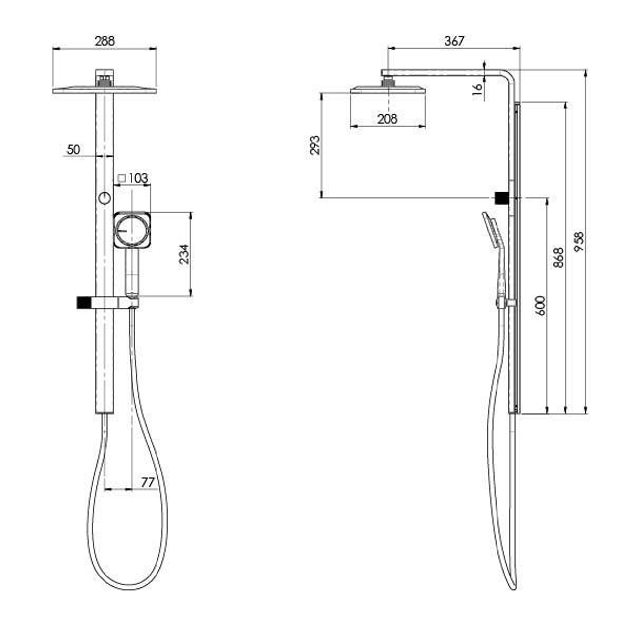 Phoenix Tapware Phoenix Nx Orli and Hydrosense Twin Shower Matte Black 607-6500-10