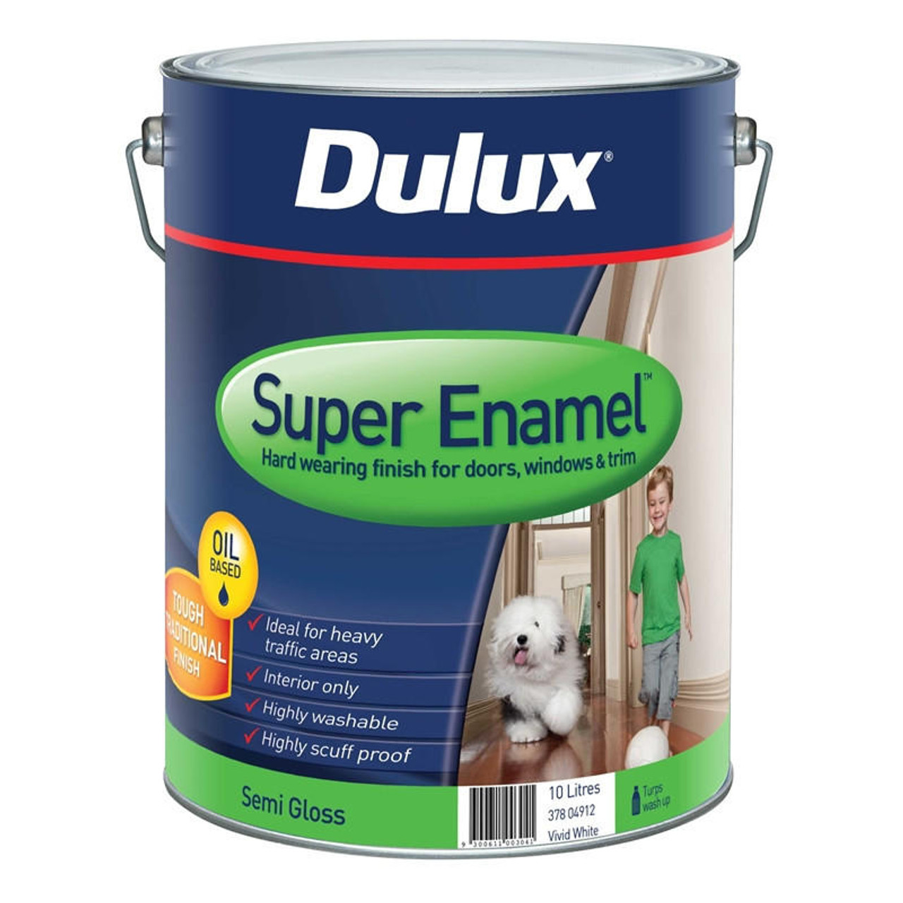 Dulux Super Enamel 10L Semi Gloss Vivid White Enamel Paint