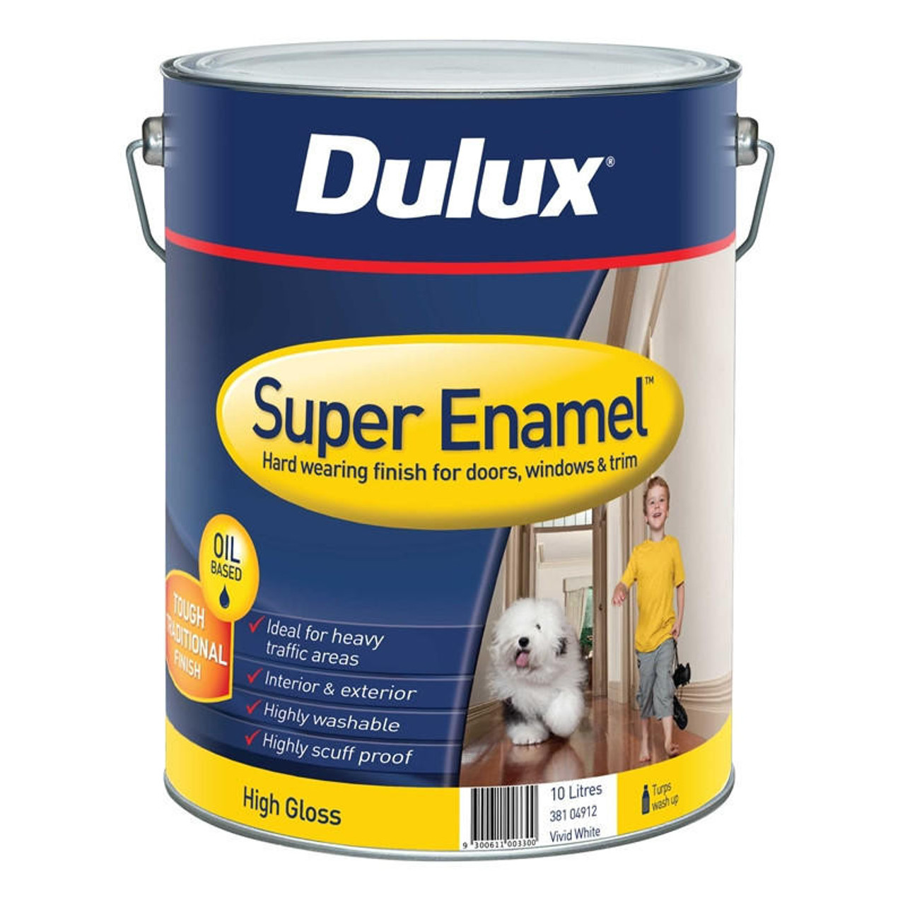 Dulux Super Enamel 10L High Gloss Vivid White Interior Paint