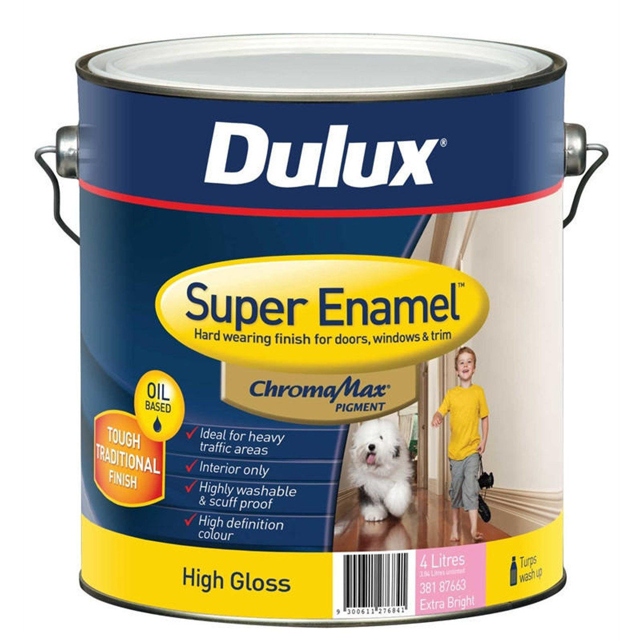 Dulux Super Enamel 4L High Gloss ChromaMax Extra Bright Enamel Paint