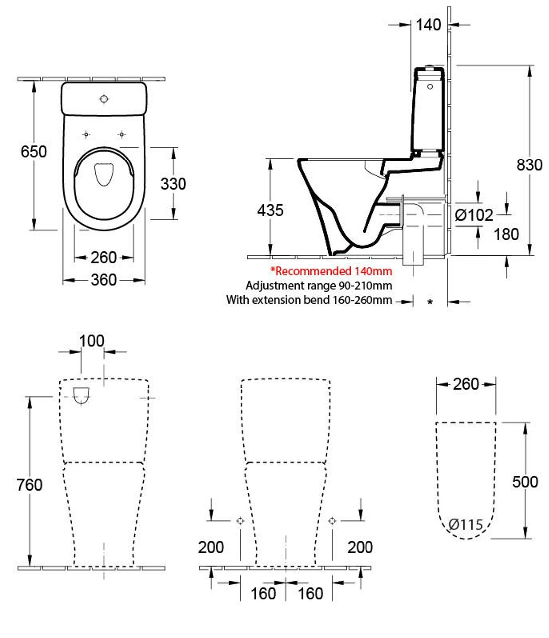 328316 Villeroy & Boch O.Novo 2.0 Directflush BTW Toilet 4606R101S4DB