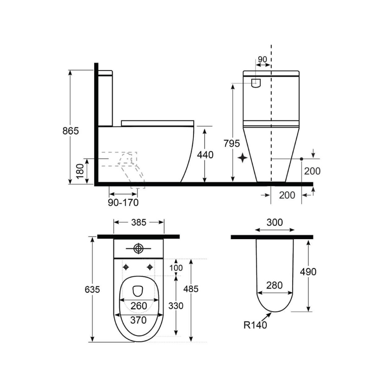  Argent Vista Hygienicflush Back To Wall Toilet 809911S4UB 