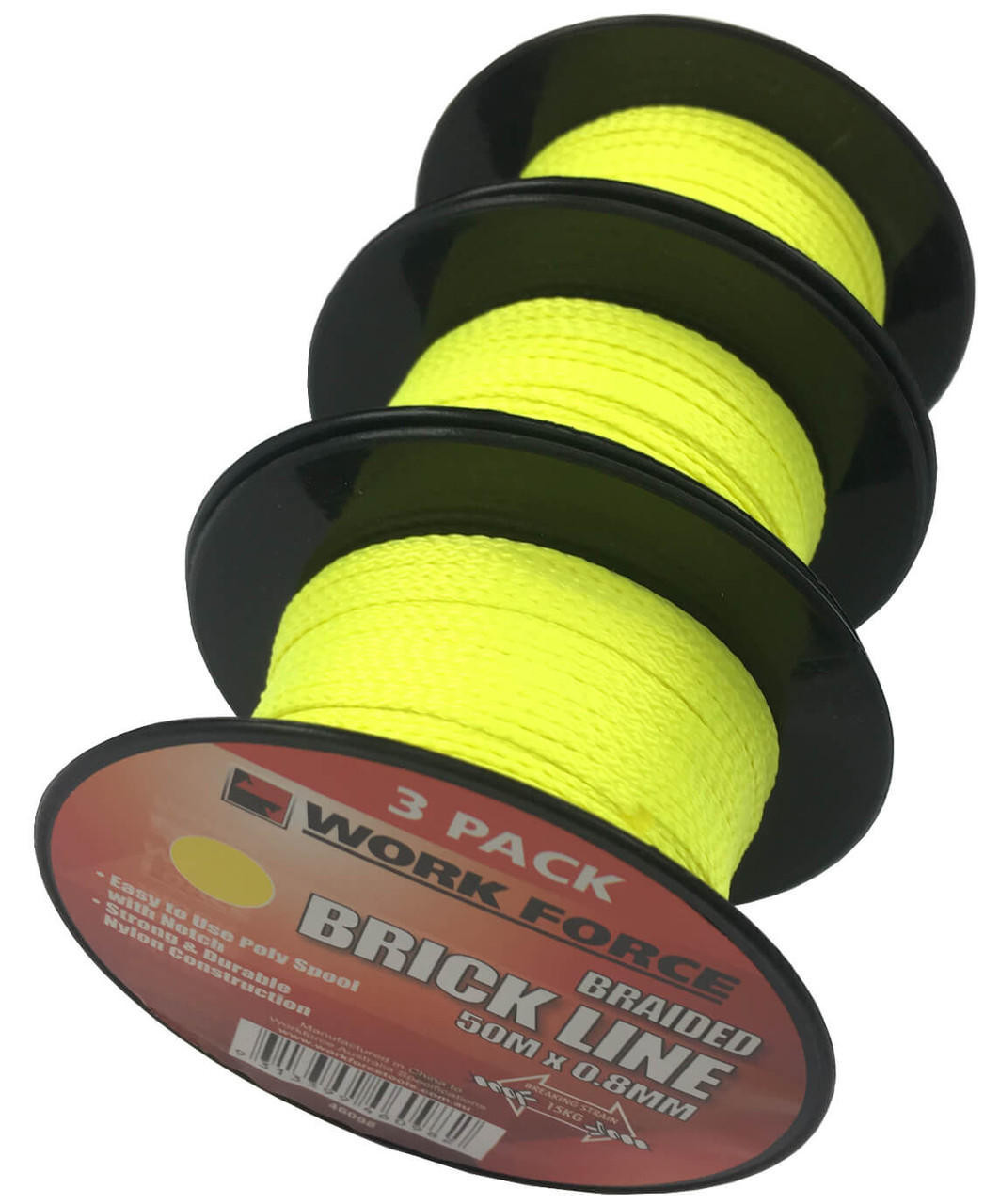 Work Force String Brick Line Nylon Fluoro 8gx50m Lime 3pk 46098