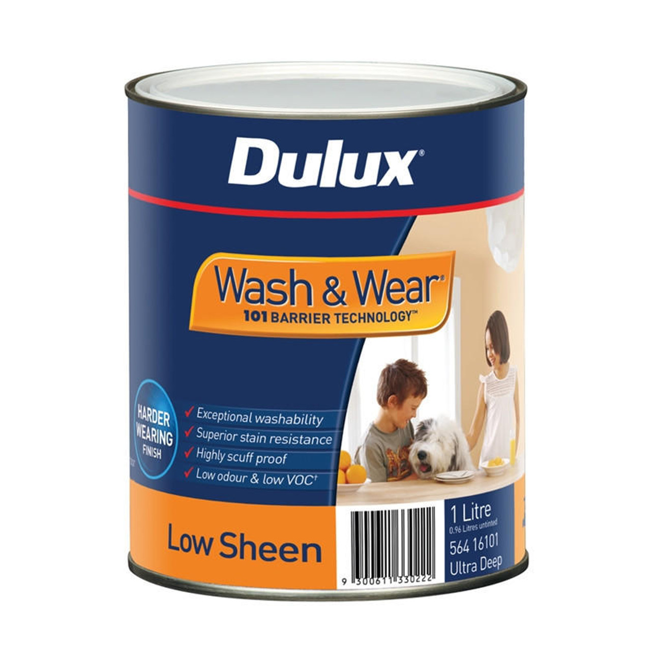 Dulux Wash & Wear 101 1L Low Sheen Ultra Deep Base Interior Paint