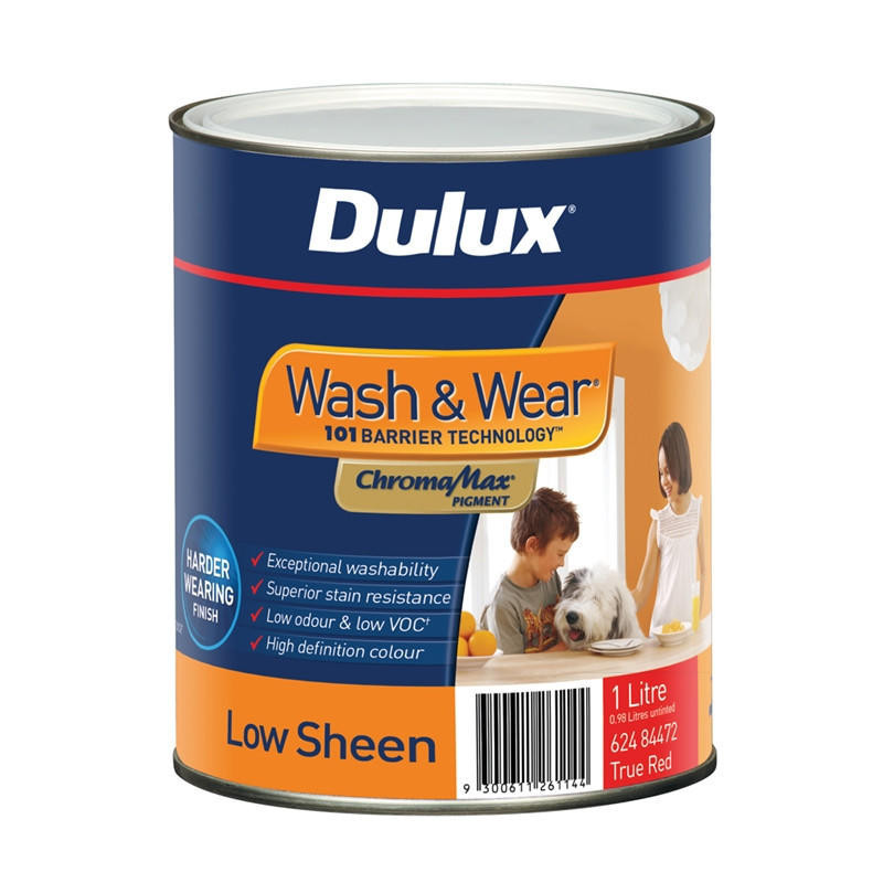 Dulux Wash and Wear 101 1L Low Sheen True Red Base Interior Paint