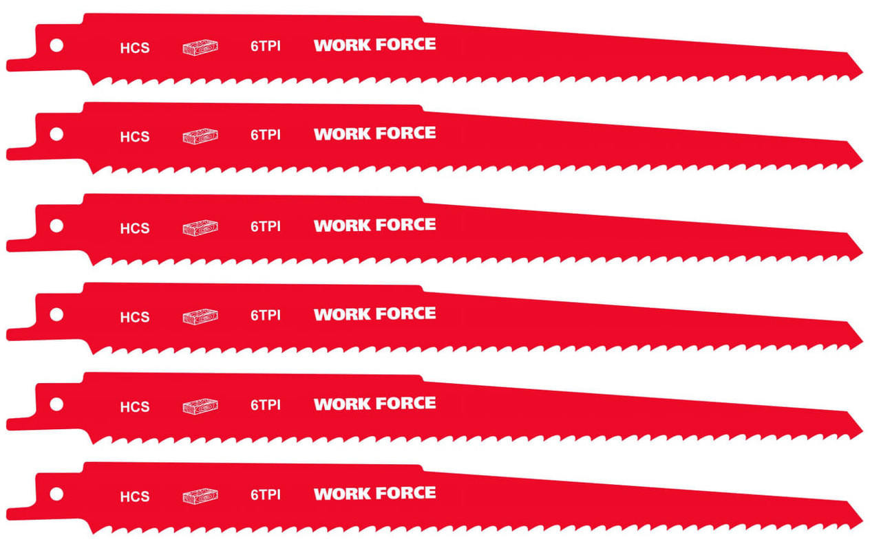 Work Force Reciprocating Saw Blade Wood Pruning 6pc 22396