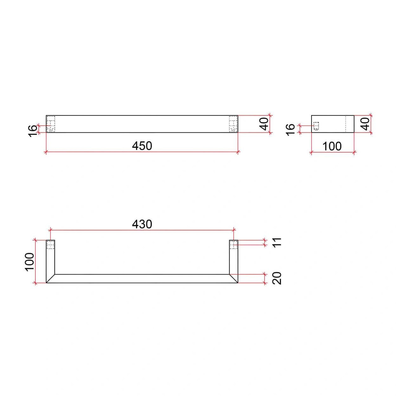  Thermorail Heated Towel Rail - 12V Square Polished Single Bar 