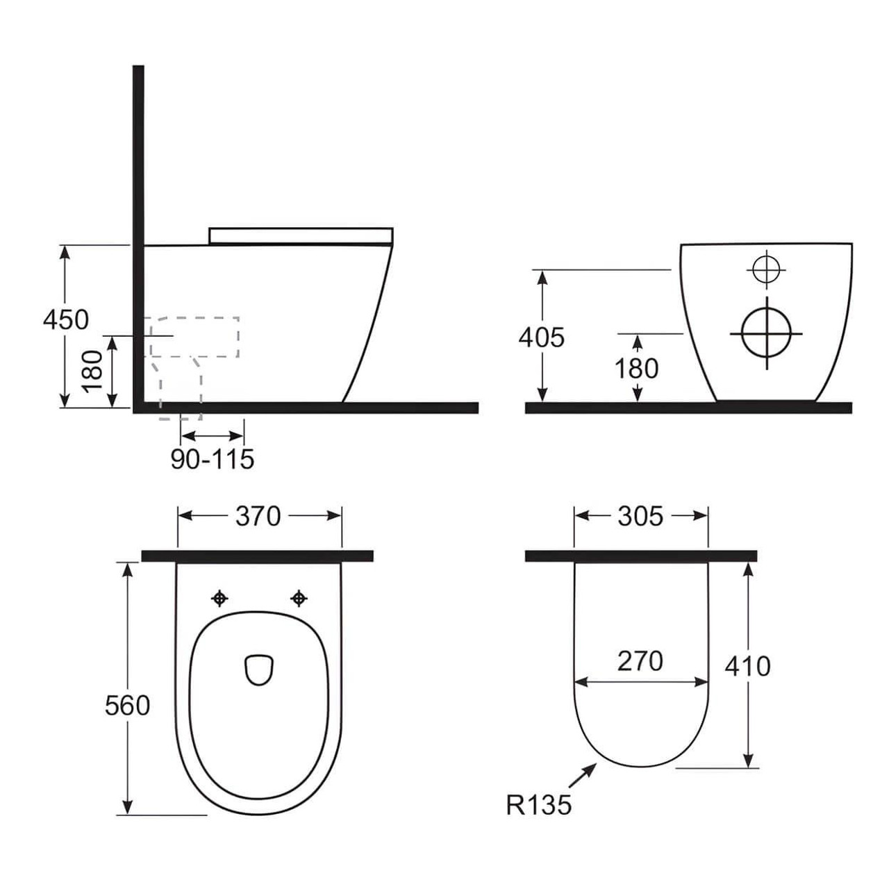  Argent Grace HygienicFlush Wall Faced Toilet 