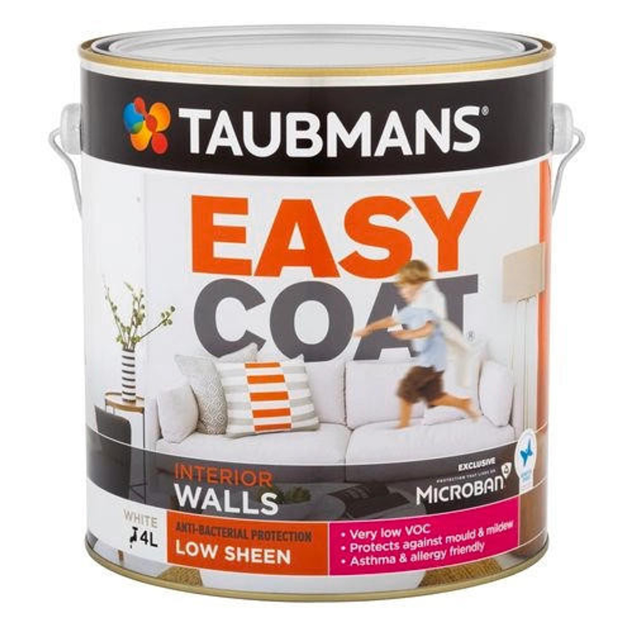 Taubmans Easy Coat 4L Low Sheen White Interior Paint