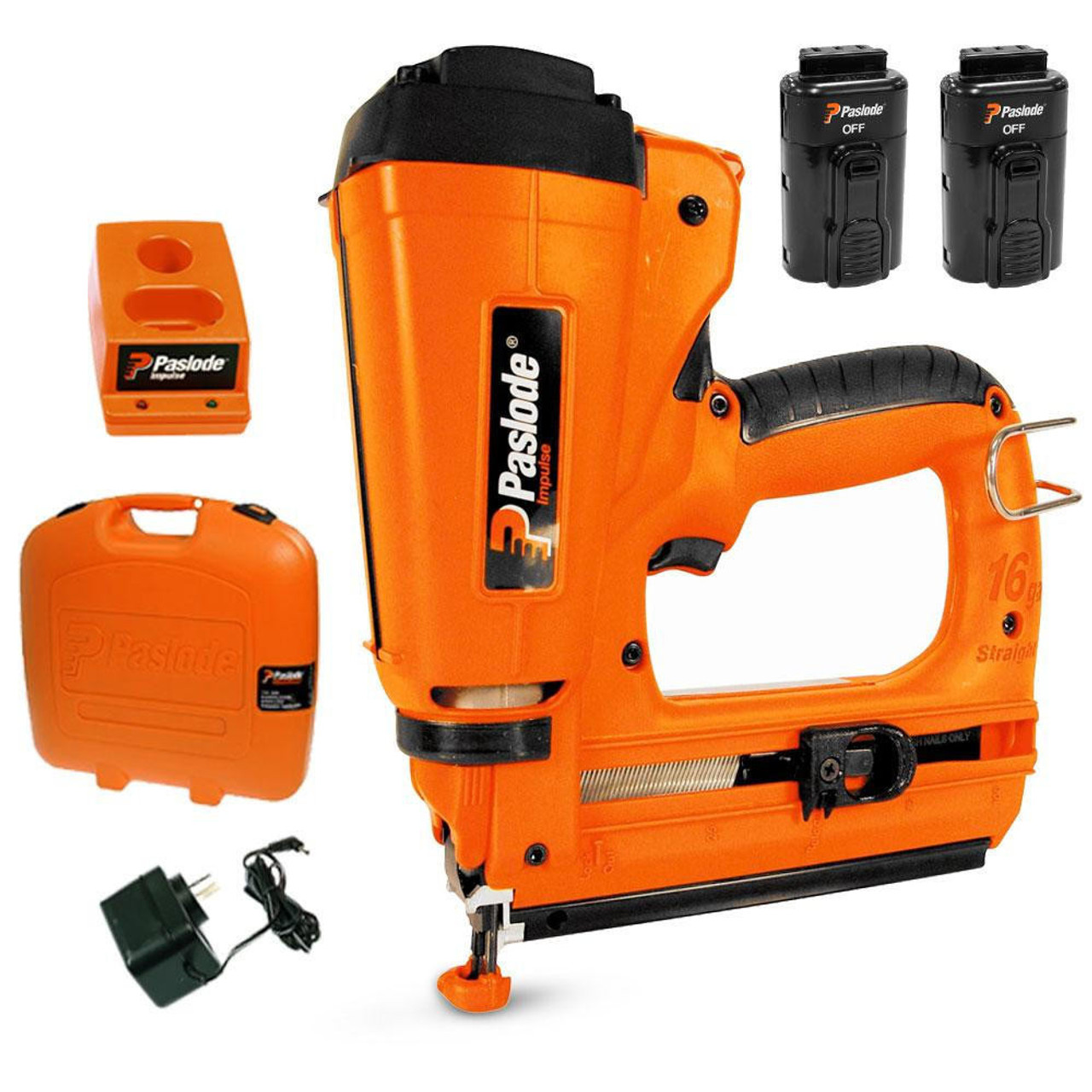 Paslode 7.4v 2.2Ah Li-ion Cordless 14/16Ga Straight Bradder Impulse Finish Nailer Combo Kit B20710