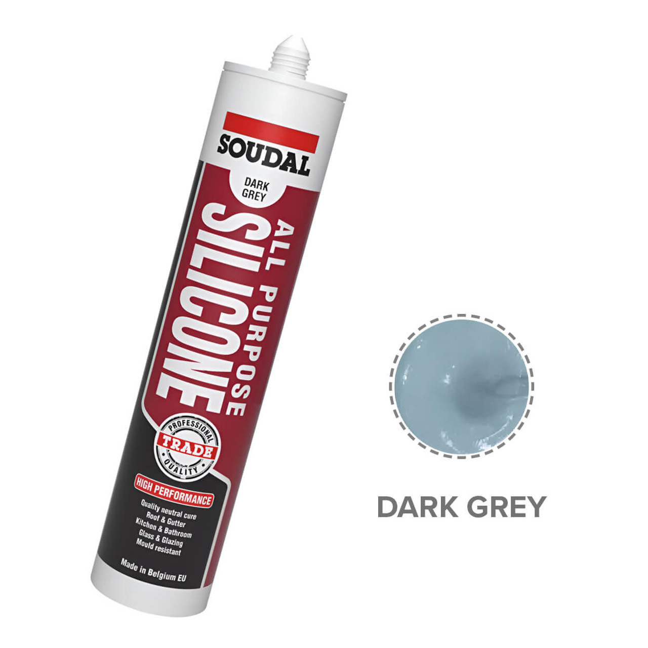  Soudal All Purpose Silicone 300ml Dark Grey 