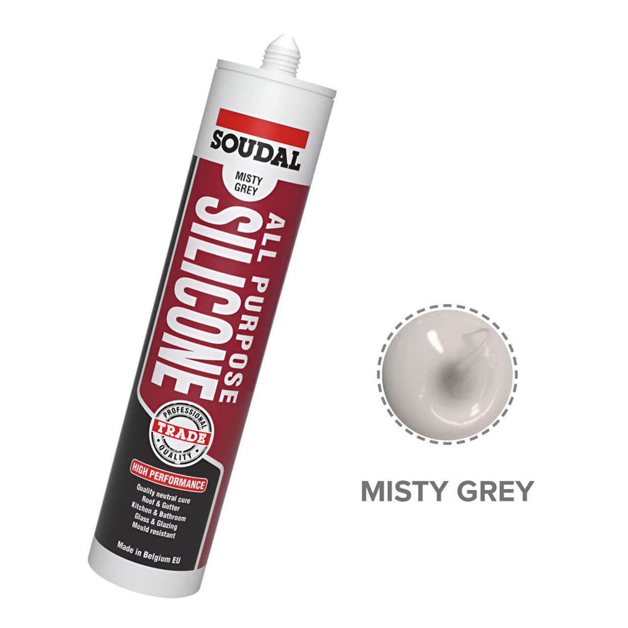  Soudal All Purpose Silicone 300ml Misty Grey 