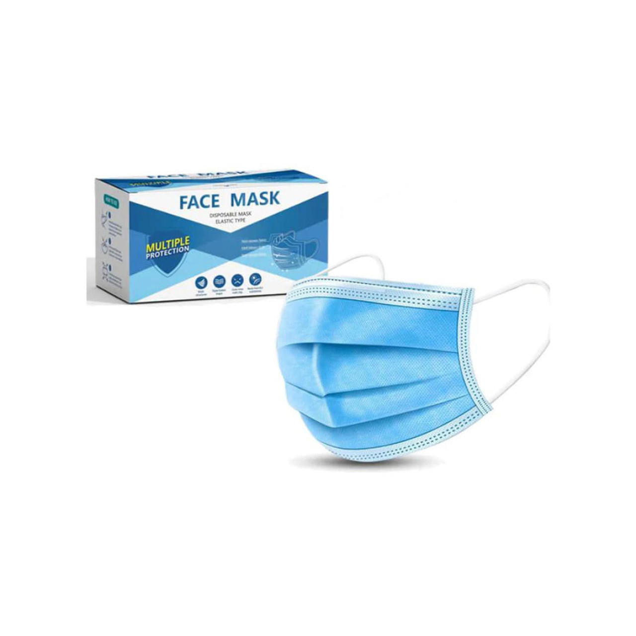 3A Medical Disposable 3 Ply Face Mask Multiple Protection 50pcs 70084 Blue