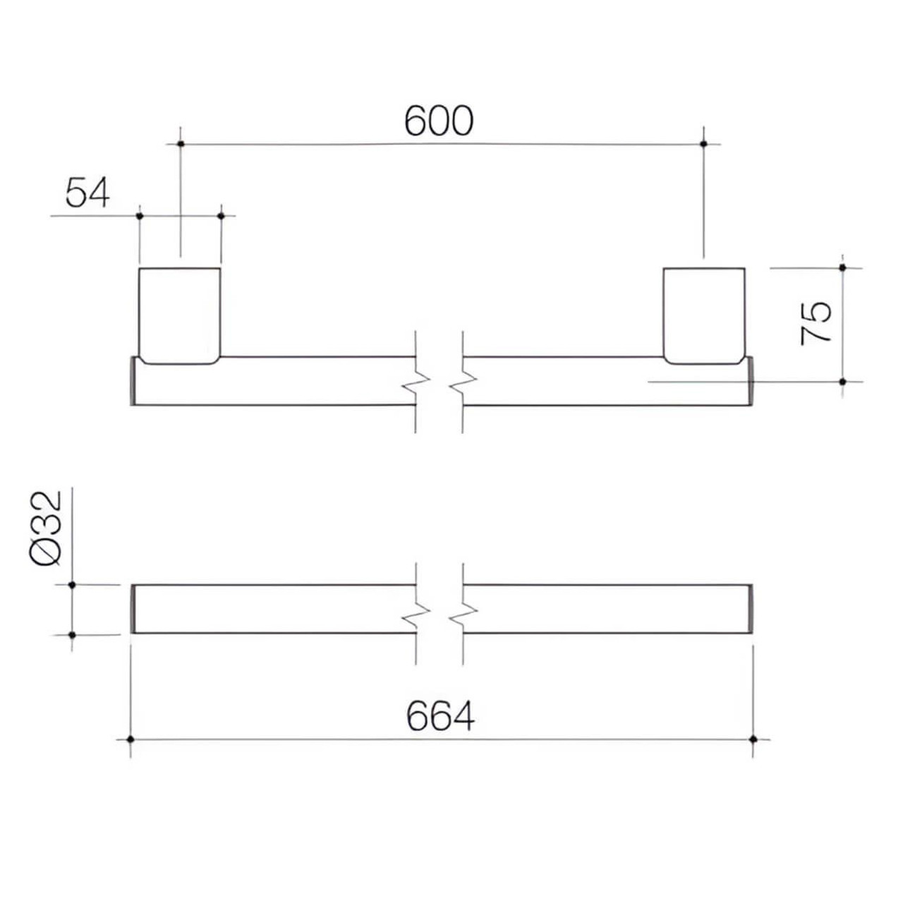  Caroma Opal Support Grab Rail 600MM Chrome 