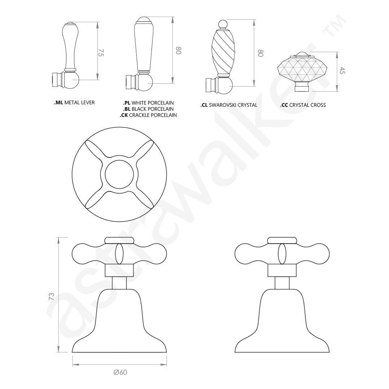 Astra Walker Olde English Wall Tap Set A51.49