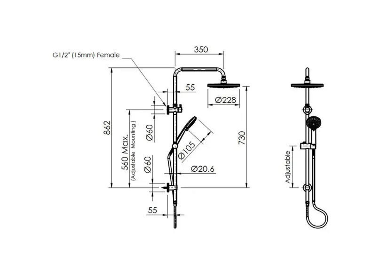 Greens Tapware Greens Optima Twin Rail Shower 