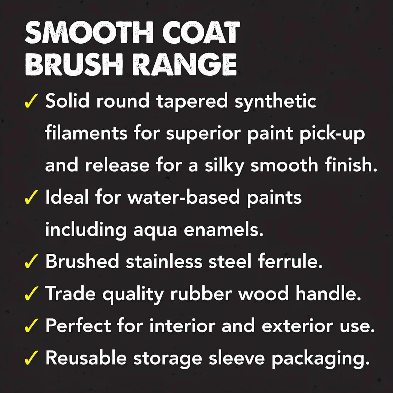  Uni-Pro Smooth Coat Sash Cutter Brush Range - 38mm / 50mm / 63mm / 75mm / 4-Pack Set 