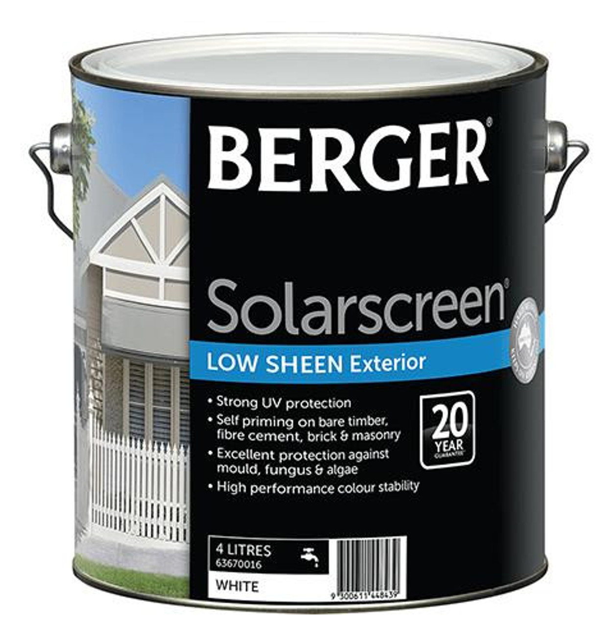 Berger Solarscreen Screen Low Sheen White 4L