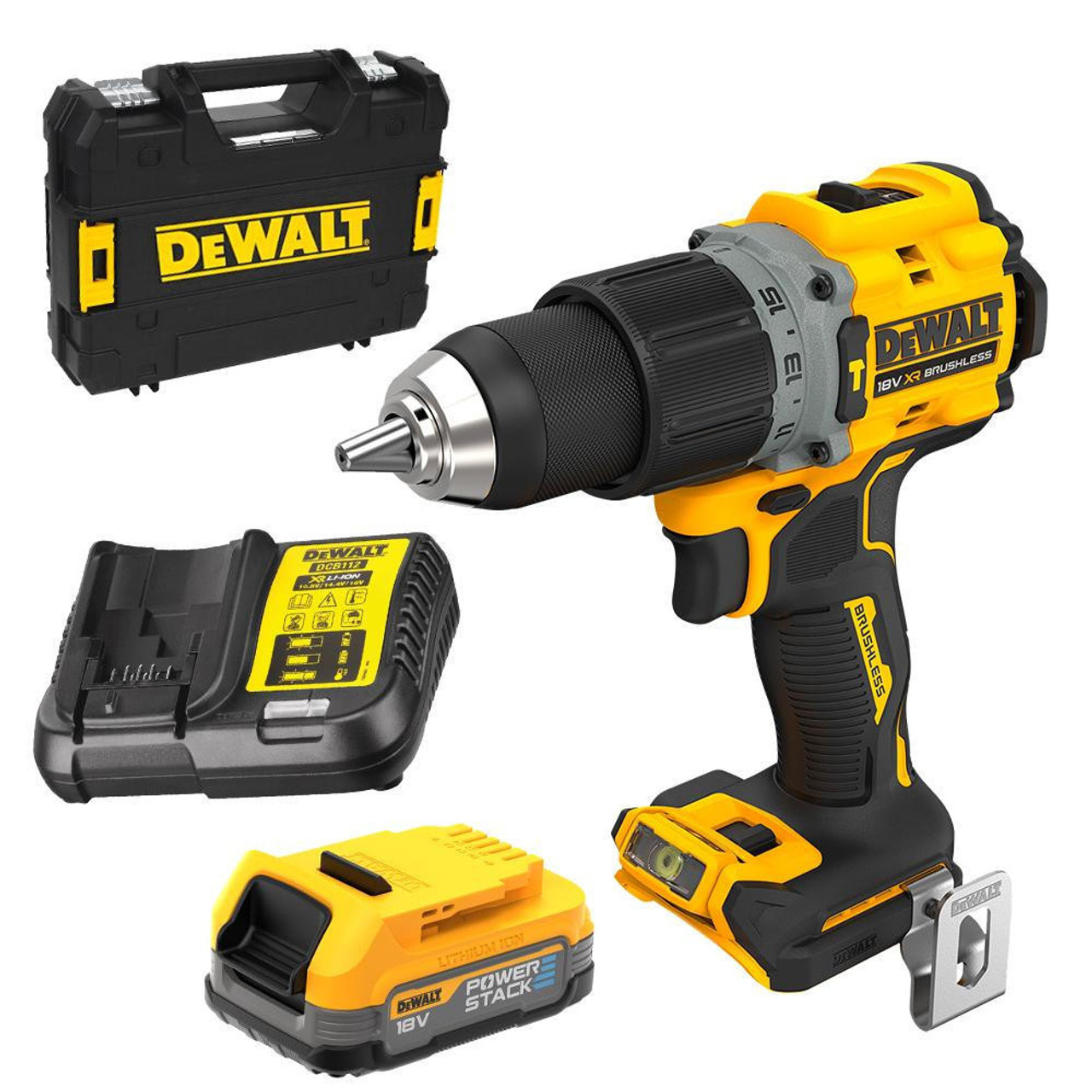 DeWALT 18V XR Powerstack Compact Premium Hammer Drill Driver Kit