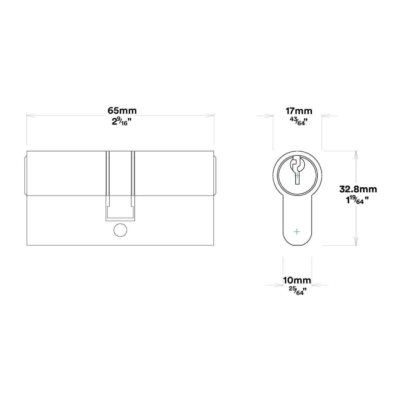  Iver 65mm Euro Cylinder Dual Function 5 Pin 