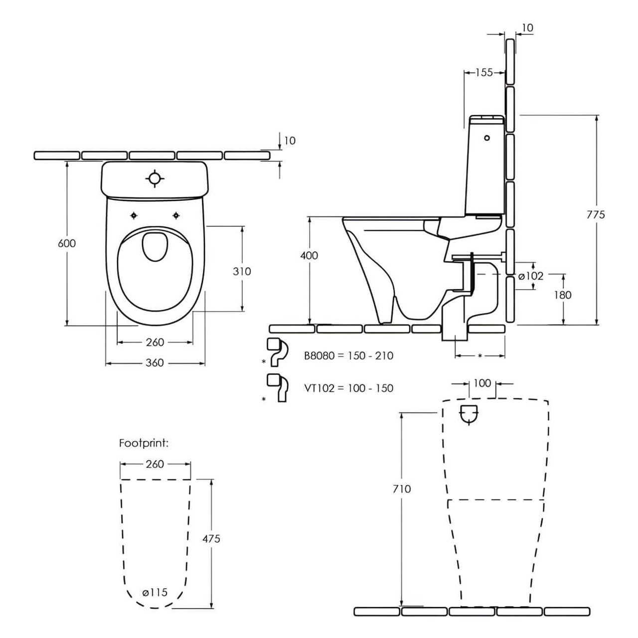  Villeroy & Boch O.novo Style DirectFlush BTW Toilet 