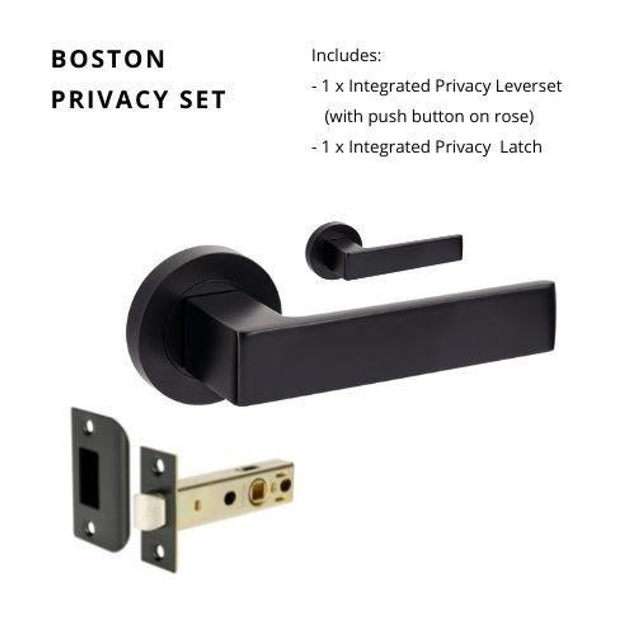 Zanda 10082BLK Boston Privacy Lever Round Rose - Matt Black