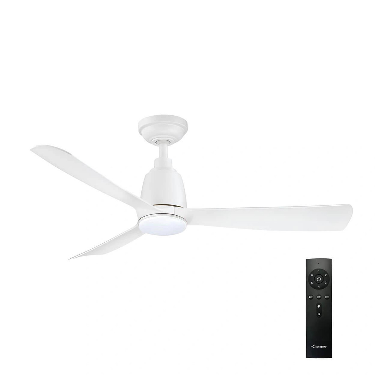  Three Sixty Kute 44" DC Ceiling Fan with 14W Dimmable LED Light & Remote Control White 