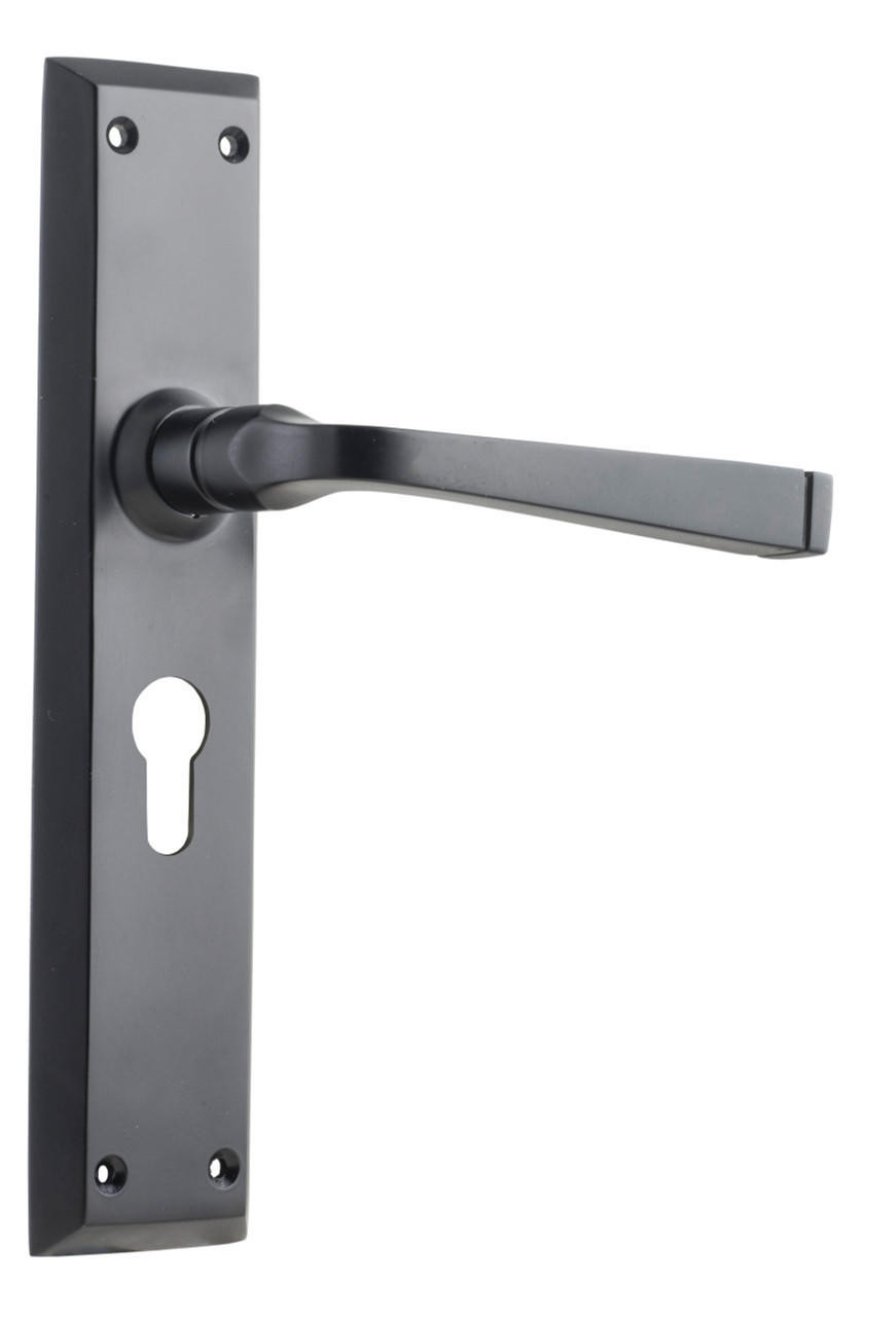 Tradco 9626E Menton Lever Long Backplate Euro - Matt Black
