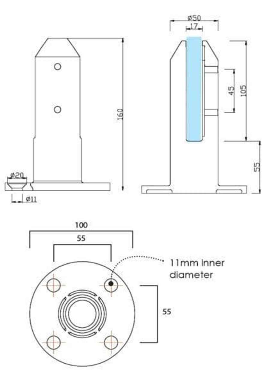 Rio Round Bolt Down Spigot Mirror Finish SS2205