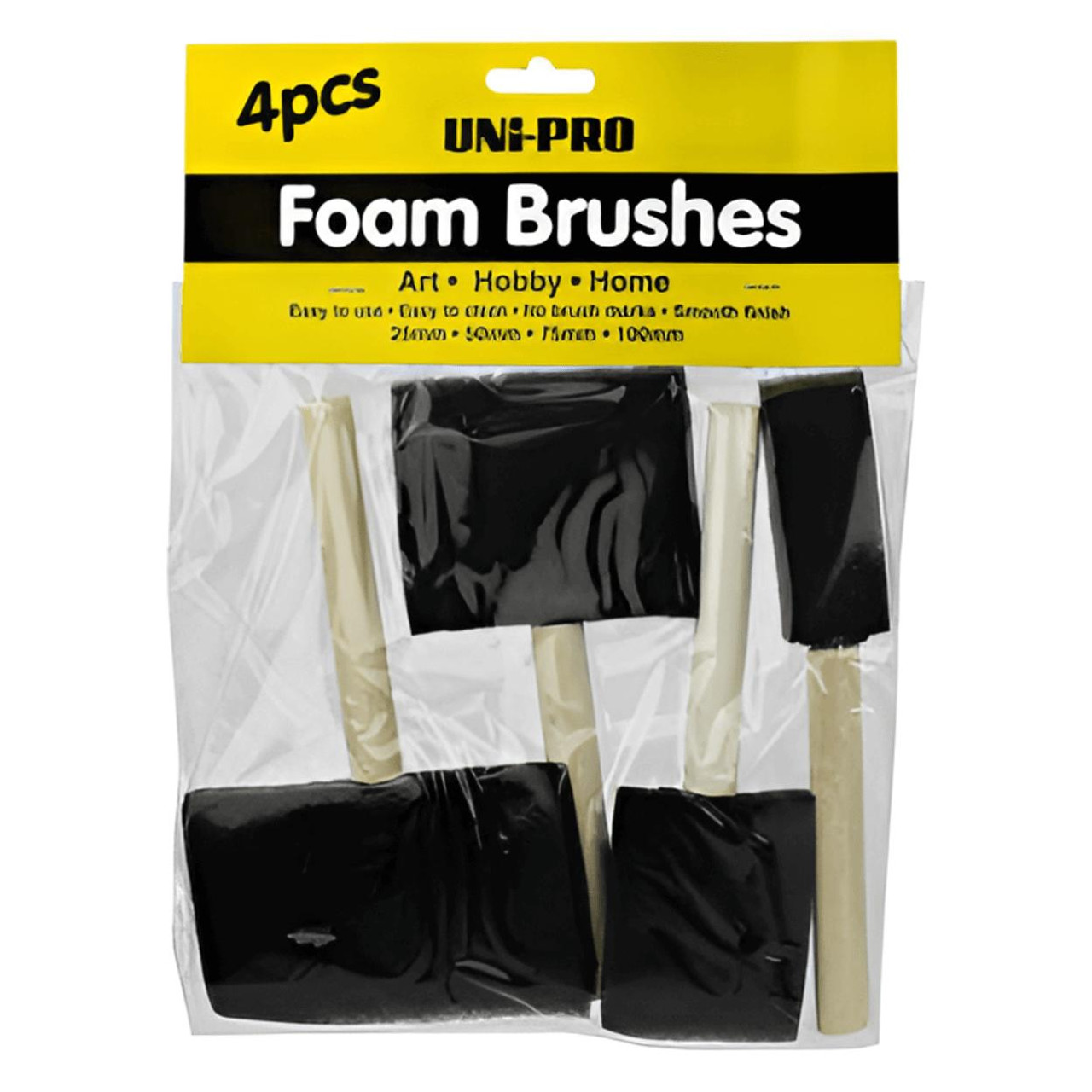 Uni-Pro UNI-PRO 4-Piece Foam Brush Set: Achieve Smooth Finishes with Ease 