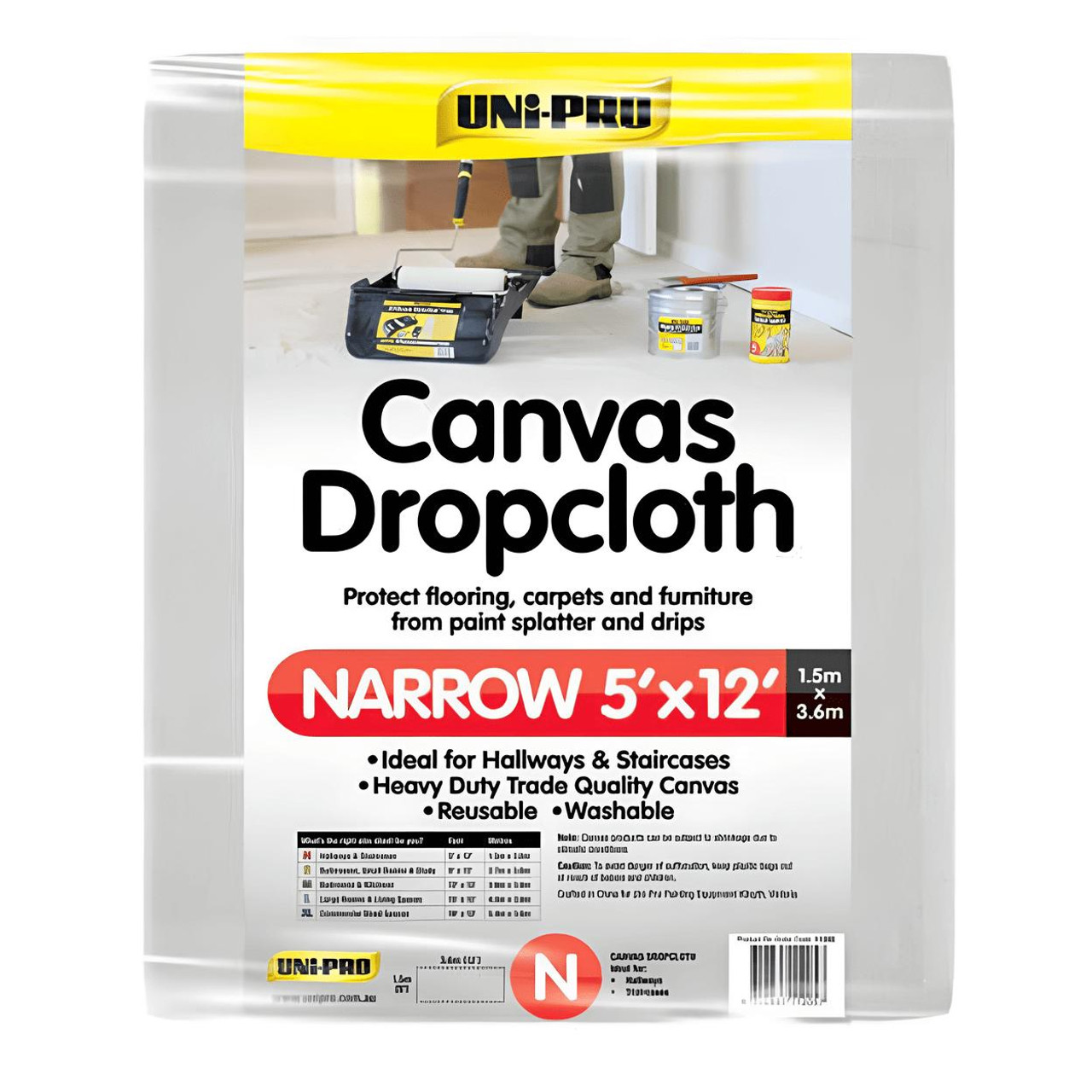 UNI-PRO Heavy Duty Canvas Dropcloth (Available in Multiple Sizes) 