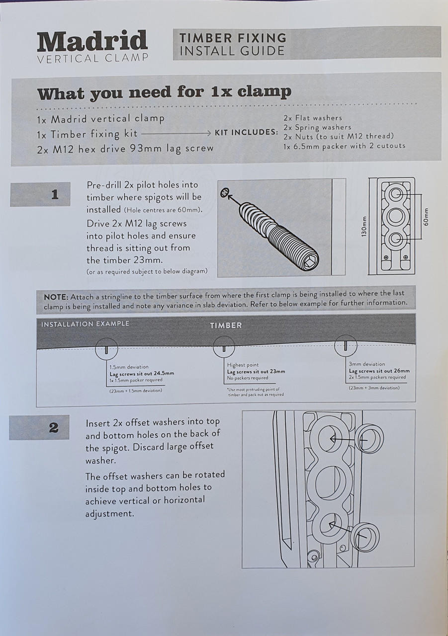 Madrid Timber Fixing Kit