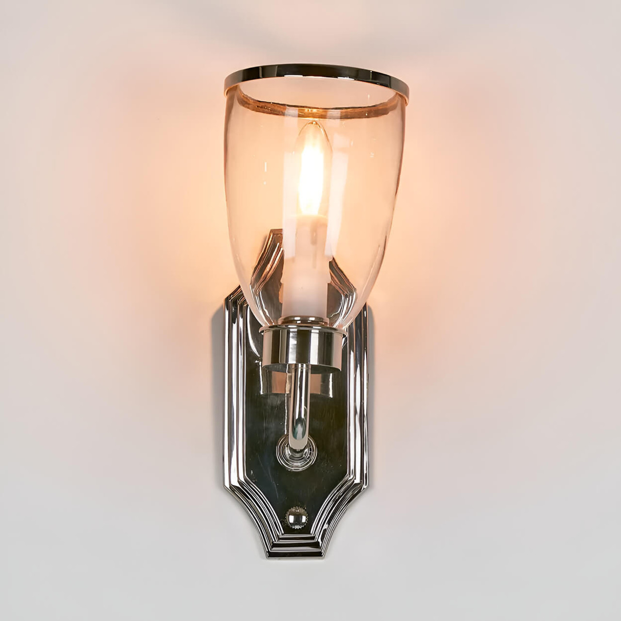  Emac & Lawton Westbrook Wall Light With Glass Shade Shiny Nickel 