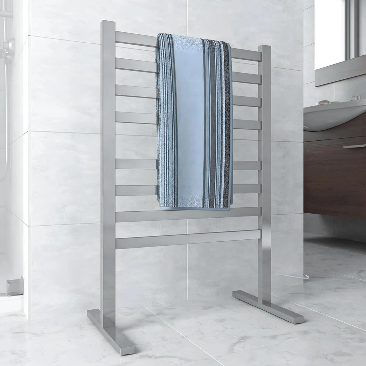 Thermorail 590x900 Heated Towel Rail - Freestanding Polished 8-Bar   Thermorail 590x900 Heated Towel Rail - Freestanding Polished 8-Bar