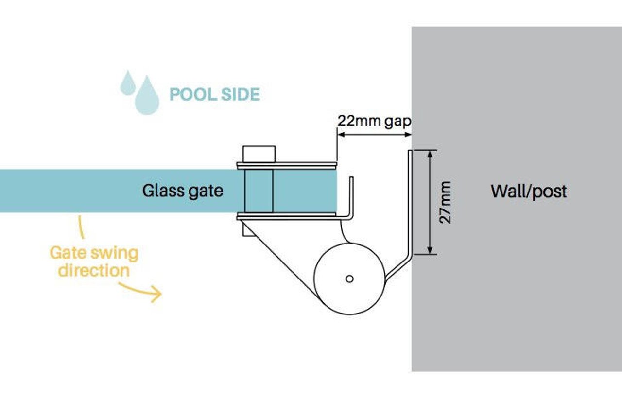 Master Range Wall/Square Post to Glass Hinge Set Satin Finish SS316