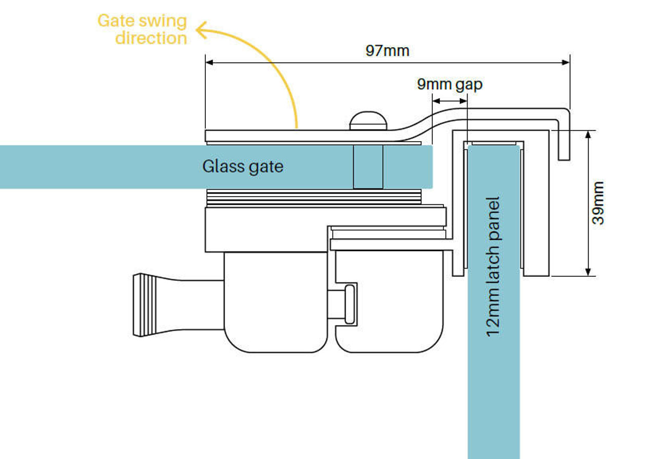 Master Range Glass to Glass 90 Deg Latch Kit Matt Black Finish SS316 and Polmer