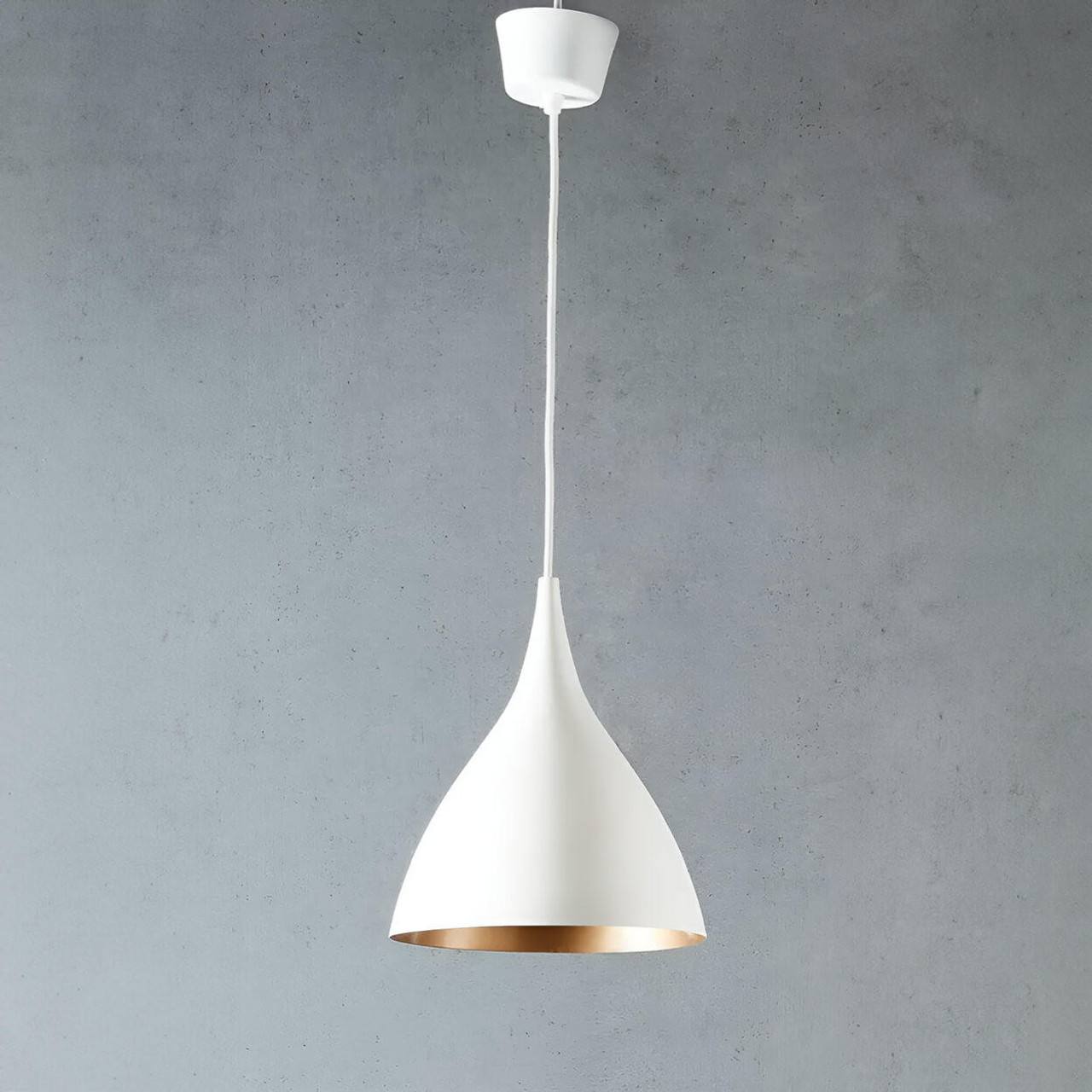  Emac & Lawton Macmillan Ceiling Pendant Small Round White and Brass 