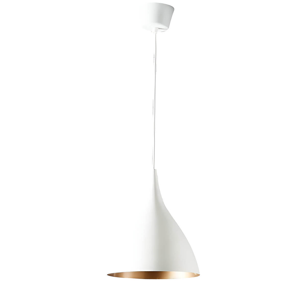  Emac & Lawton Macmillan Ceiling Pendant Small Round White and Brass 