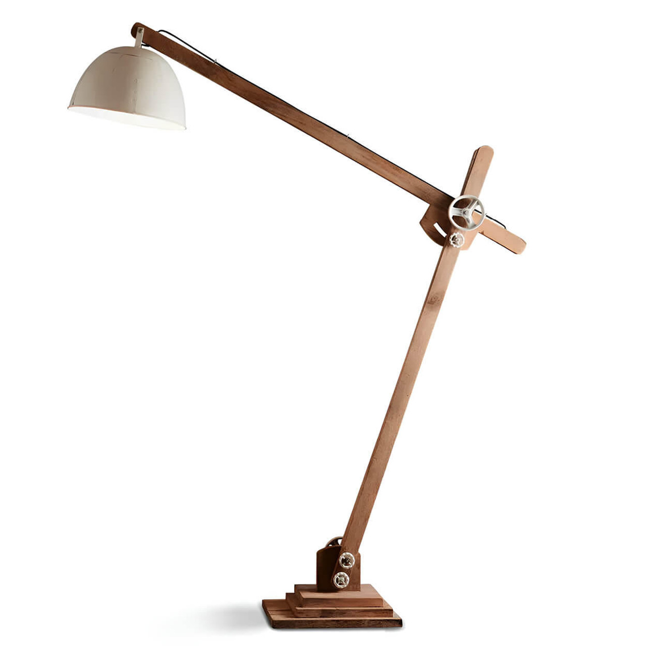 Emac & Lawton Archie Natural Wood White Iron Floor Lamp 