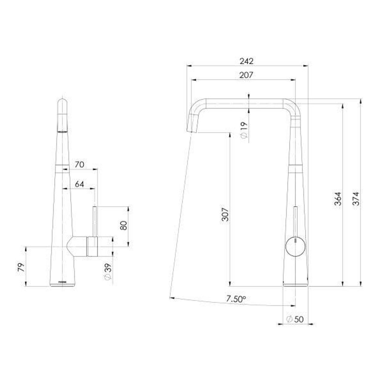 Phoenix Tapware Phoenix Erlen Sink Mixer 200mm Squareline (Chrome) 132-7340-00